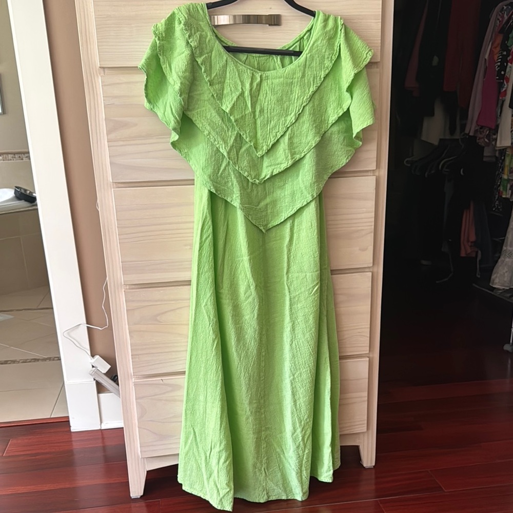 Green Layered Women's Beach Dress